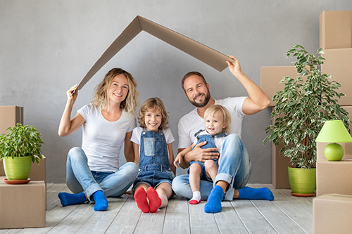 Family working on purchasing their first home.